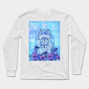 Fiercely beautiful white lion art by Renee Lavoie Long Sleeve T-Shirt